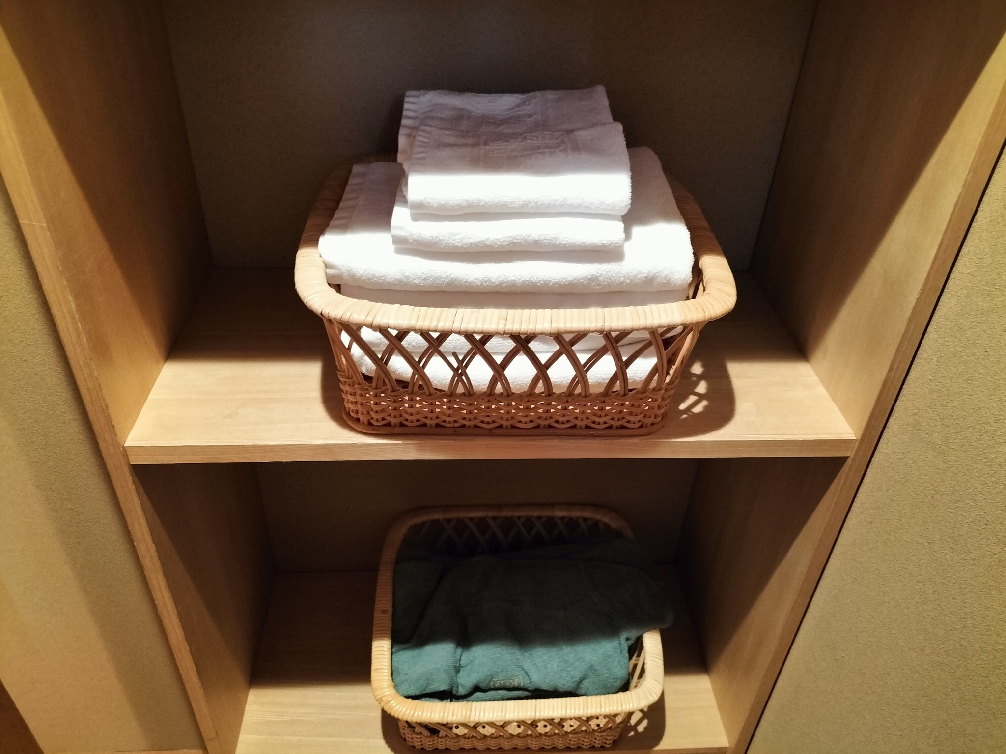 定山渓第一寶亭留翠山亭の客室展望風呂の脱衣所のタオル