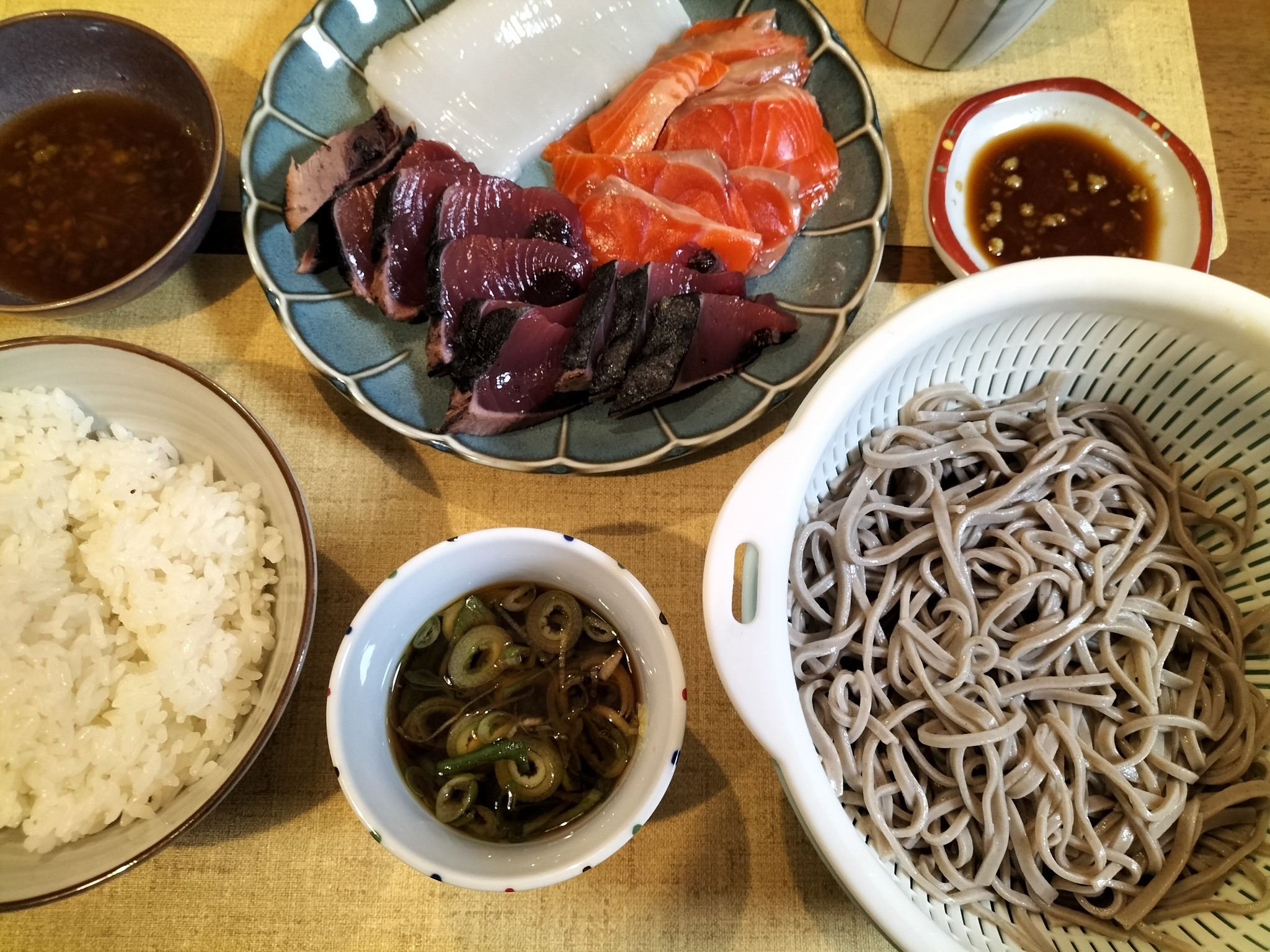 今日の刺身メインの献立