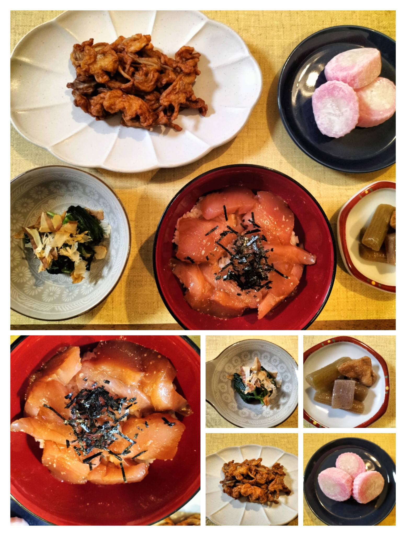 マグロ丼と和風のおかずの献立のまとめ