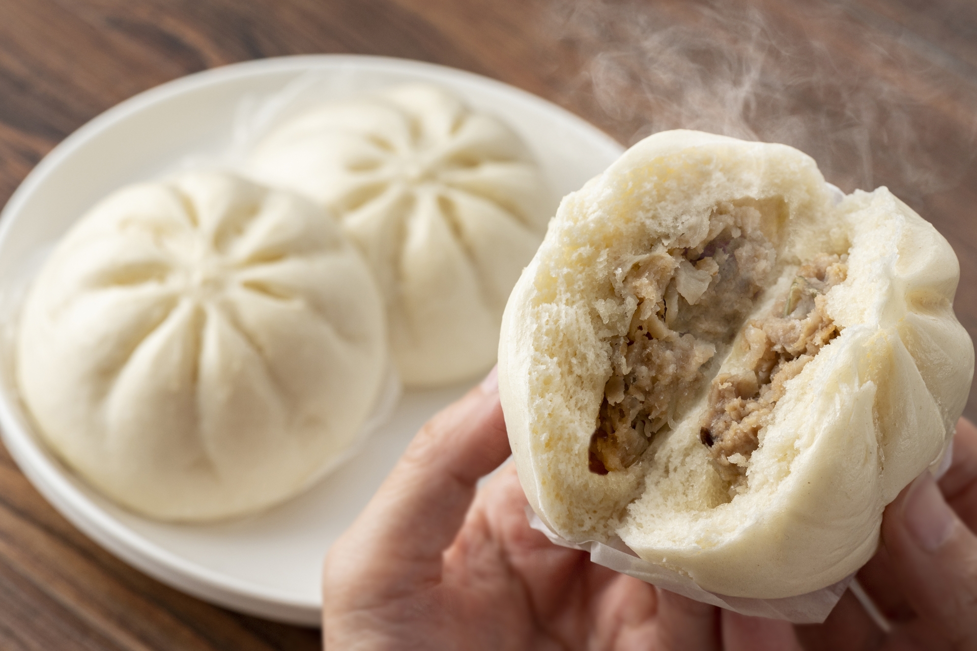 簡単に作れる肉まんのワンプレートの朝ごはん