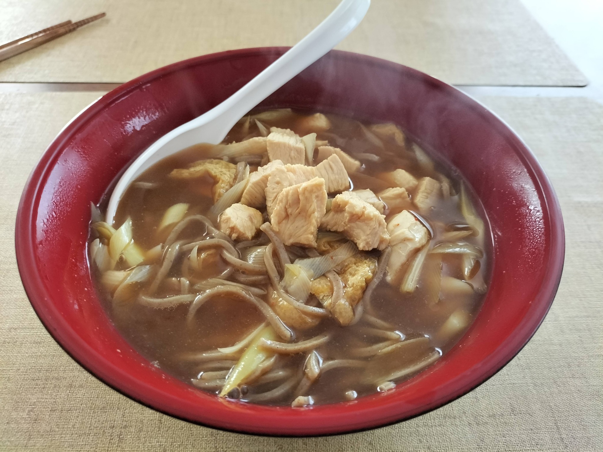 朝ご飯のカレー南蛮蕎麦1