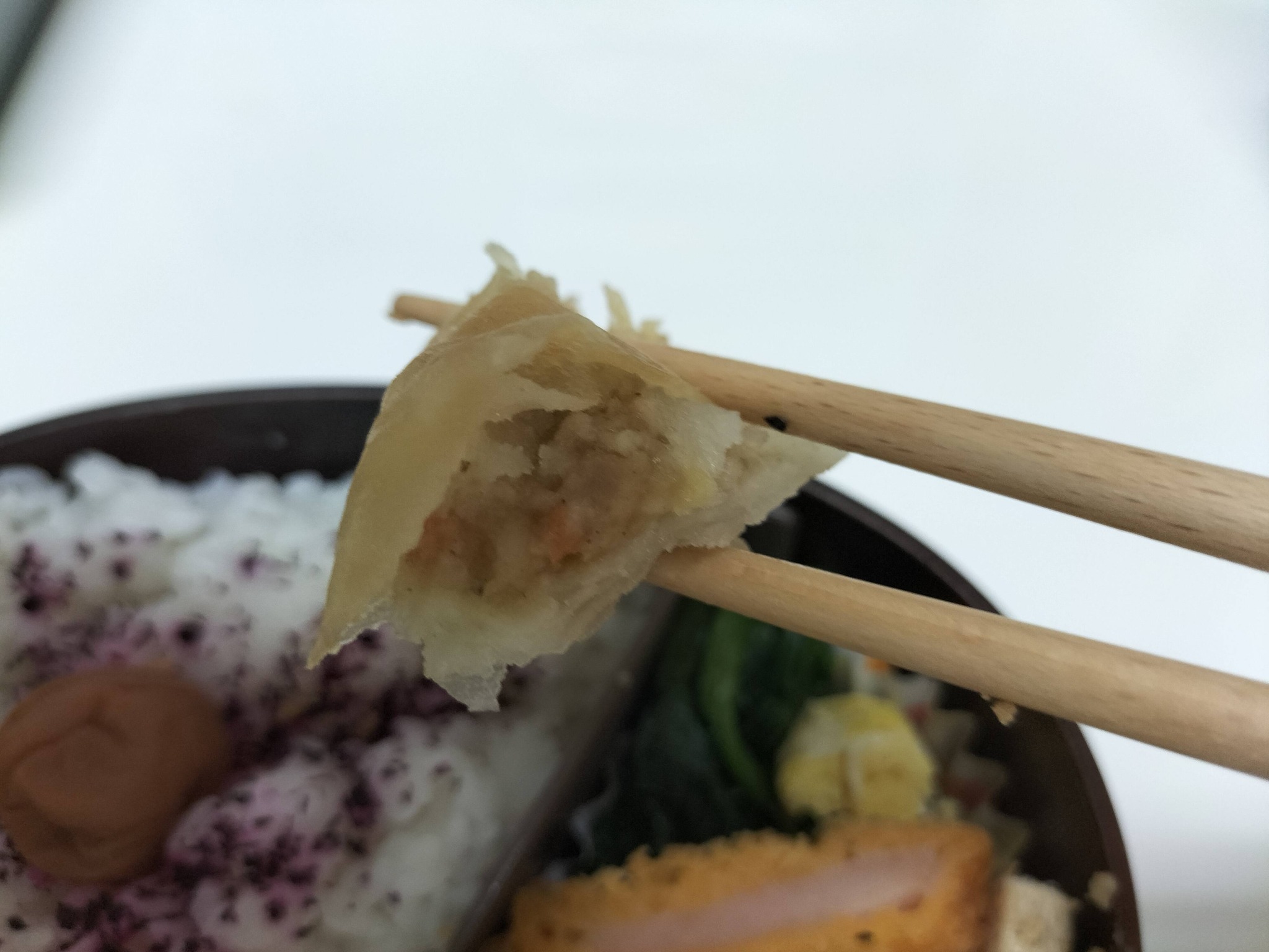 今日のお弁当のおかずの春巻き