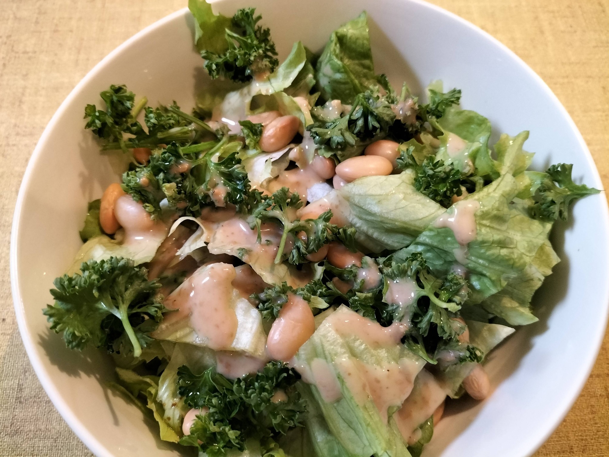 カレイのから揚げの献立：大豆サラダ