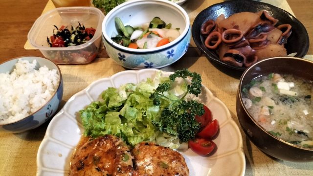 シニアの豆腐ハンバーグ献立2