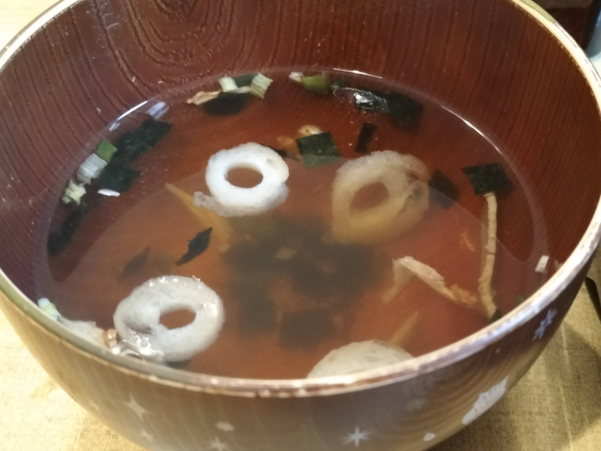 今日の晩御飯献立「うなぎの蒲焼き」：汁物のお吸い物