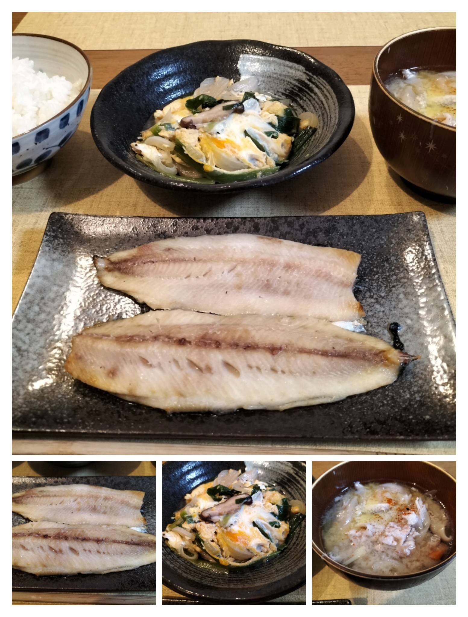 鰊の塩焼きとニラた玉、豚汁の献立：まとめ画像
